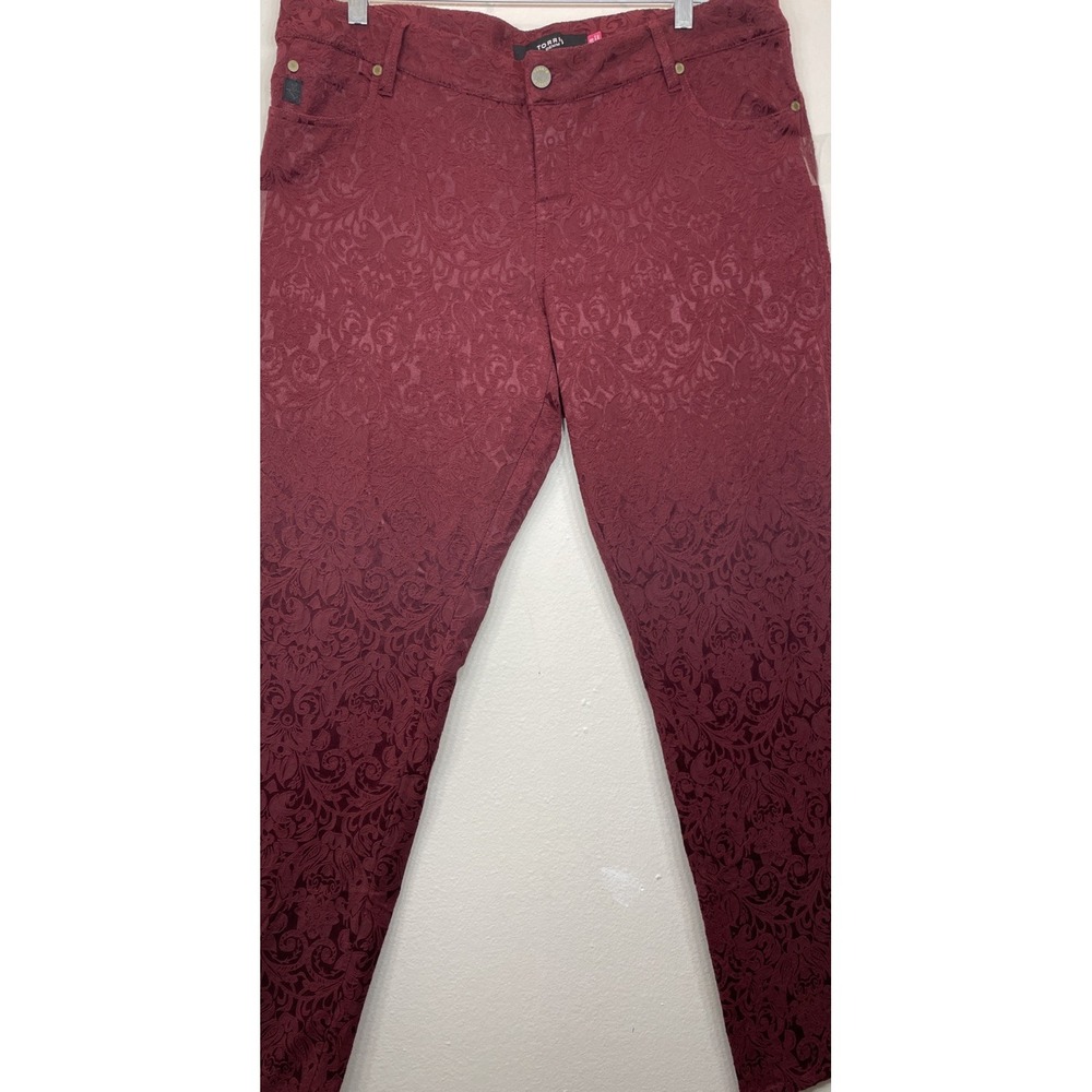 Torrid Womens Plus Size 18 Skinny Red Brocade Pants Romantic Goth Jacquard